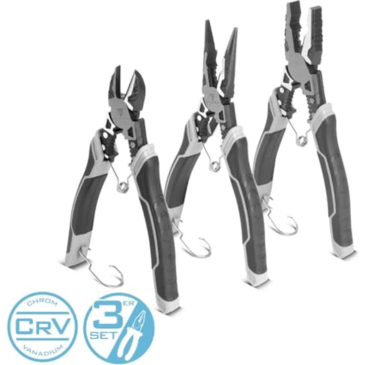STAHLWERK Zangen 3er Set, Kombizange, Seitenschneider und Flachrundzange aus Chrom-Vanadium, ergonomische gummierte Griffe, 7 Jahre Garantie – Bild 3