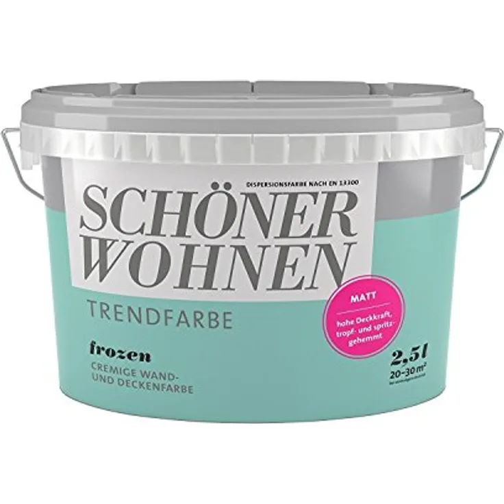 SCHÖNER WOHNEN FARBE SW Trend Wandfarbe matt, 2,5L, Farbton frozen 6522, lösemittel- und weichmacherfrei, hochdeckend, scheuerbeständig, allergikergeeignet