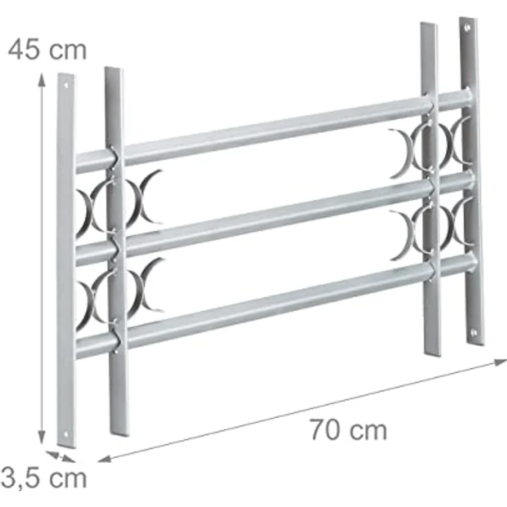 Fenstergitter Einbruchschutz, Ausziehbar, Aussen, Verzinkt, Stahl, 450 x 700-1050 mm, Sicherheitsgitter, grau – Bild 5