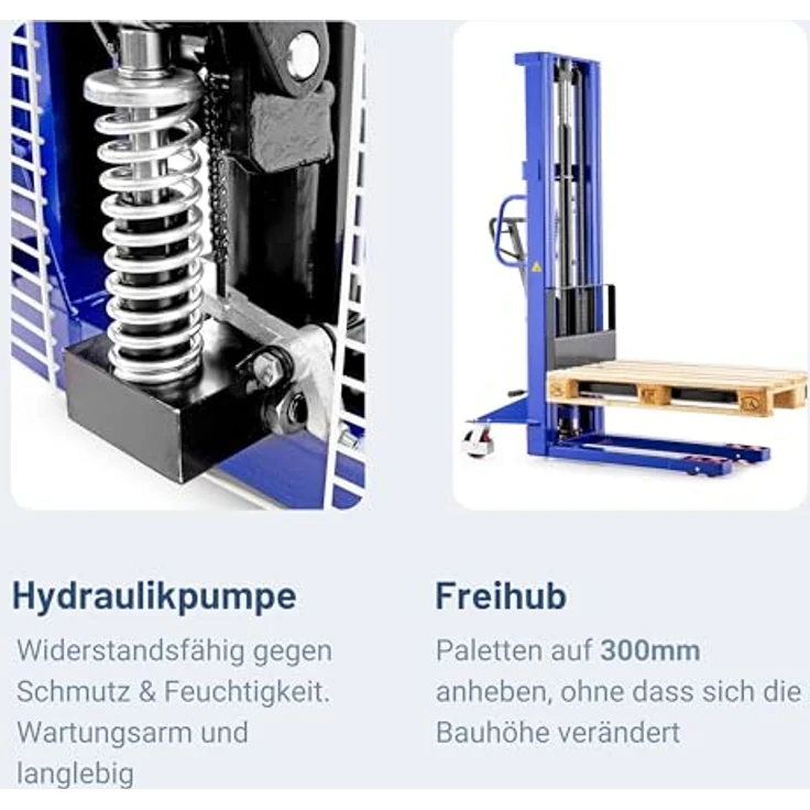 Pallit Hochhubwagen LIFT-M, manueller Handstapler mit 1600mm Hubhöhe, 1000kg Tragkraft und PU Rollen, ergonomisch und wendig – Bild 4