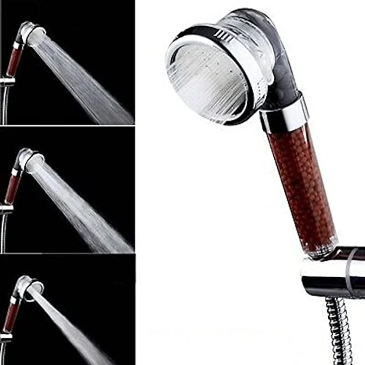 RHP Handbrause Handbrause Druck Wasserspar Duschkopf Lonic Filtration Duschbrause, 3 Strahlarten, 30% Wasserersparnis, Mineralsteine – Bild 3
