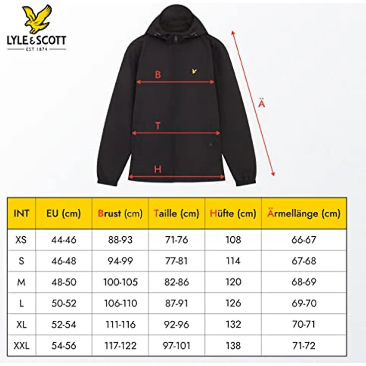 Lyle and Scott Zip Through Kapuzenjacke Herren, blau, XL, strapazierfähiger Materialmix, seitliche Eingrifftaschen, elastische Ärmelbündchen – Bild 7