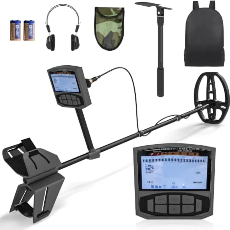 Outsunny Metalldetektor 5 Modi, tragbar, IP68 wasserdicht, LCD-Display mit Alarm, Dunkelgrau