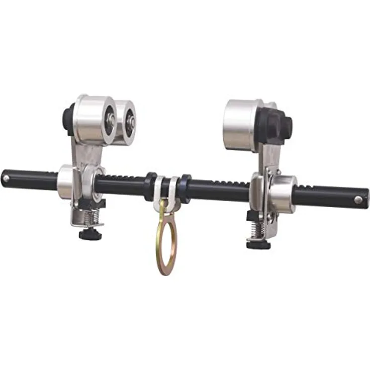 Kratos Safety Beweglicher Anschlagpunkt mit Rollen für Stahlträger, Verankerung, Trägerklemme verstellbar von 8 bis 25 cm, PSA, EN795