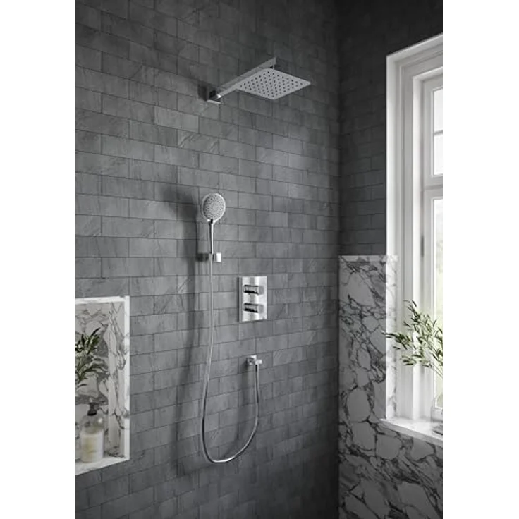 Villeroy & Boch Universal Showers Handbrausehalter aus robustem Messing, eckig, Chrom – Bild 2