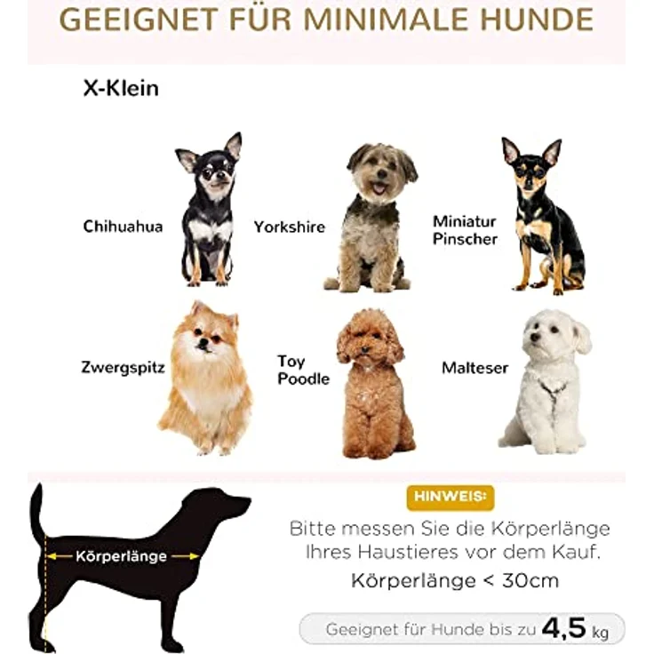 PawHut Haustiersofa Hundematte Hundebett Hundesofa Hundecouch Katzen Sofa mit Kissen Rückentasche Plüsch Schaumstoff Kiefernholz Cremeweiß 70 x 47 x 30 cm - Preisvergleich – Bild 4