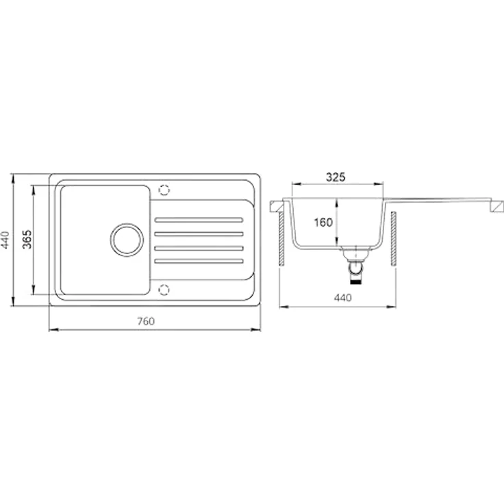 Faizee Möbel Granitspüle Küchenspüle inkl. Siphon Set 75x45, Rechteck, Grau, hitzebeständig bis 280°C – Bild 5