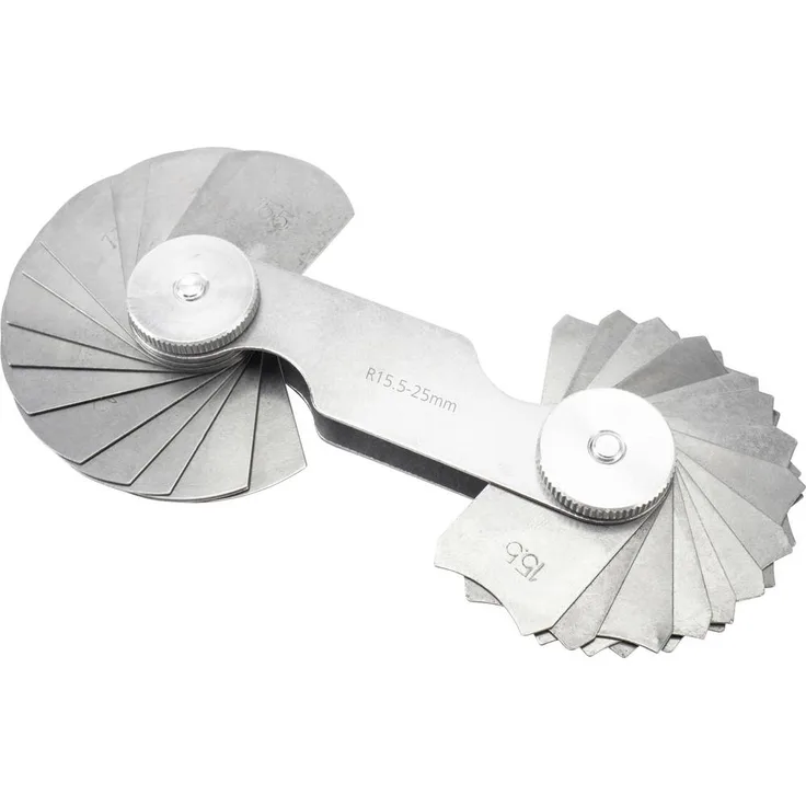 Dasqua 1351-0005 Radiuslehre metrisch, Prüflehre für erhabene und vertiefte Kurven, 1.0 - 7.0 mm