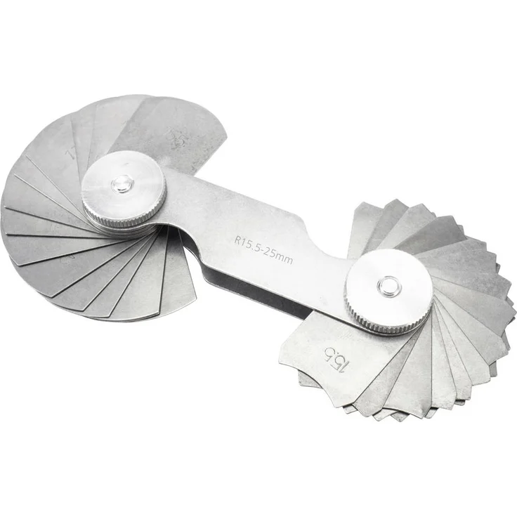 Dasqua 1351-0005 Radiuslehre metrisch, Prüflehre für erhabene und vertiefte Kurven, 1.0 - 7.0 mm