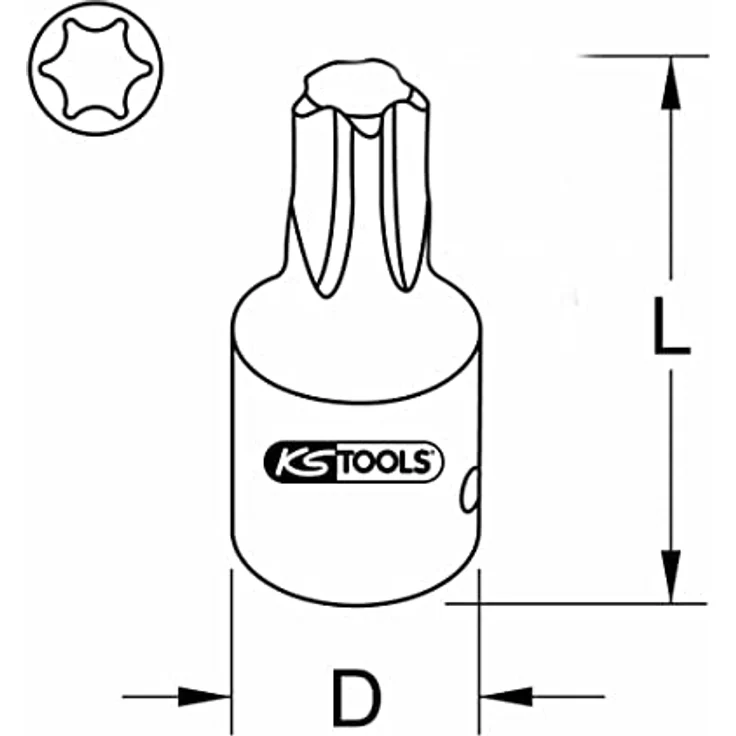 KS Tools Torx-Bit, 1/2" KraftStecknuss, kurz, T30 aus Chrom Molybdän Stahl, 75 g – Bild 2
