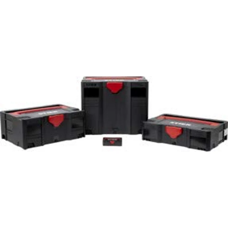 Stier Systainer-Set 3-teilig T-LOC BLACK-Edition, Werkzeugkoffer mit Gratis Micro-Systainer, staub- und spritzwassergeschützt, 100% ABS-Kunststoff – Bild 1
