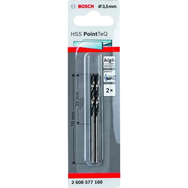 Bosch Accessories 2608577160 HSS-Spiralbohrer PointTeQ, 3,50 mm, selbstzentrierend, für Metall und Kunststoff