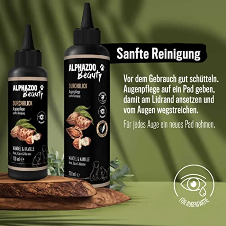 alphazoo Augenpflege für Hunde, Katzen & Pferde 100 ml I Natürliche Augentropfen zur Tränenfleckenentfernung I Schonende Reinigung des Augenumfeldes – Bild 3