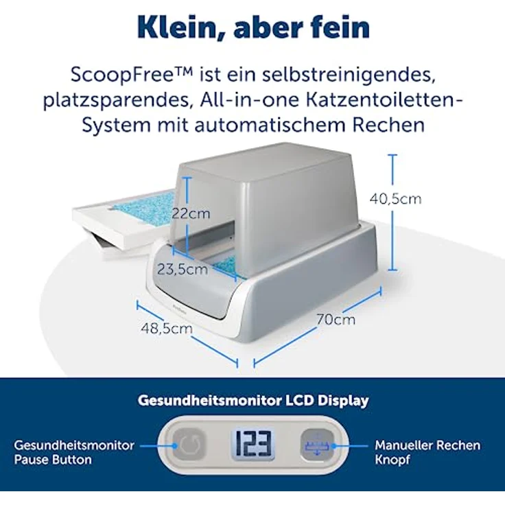 PetSafe Selbstreinigendes Katzenklo PetSafe ScoopFree mit Haube, Elektrische Katzentoilette mit automatischem Rechen, Mit integriertem Gesundheitsmonitor, Grau – Bild 3
