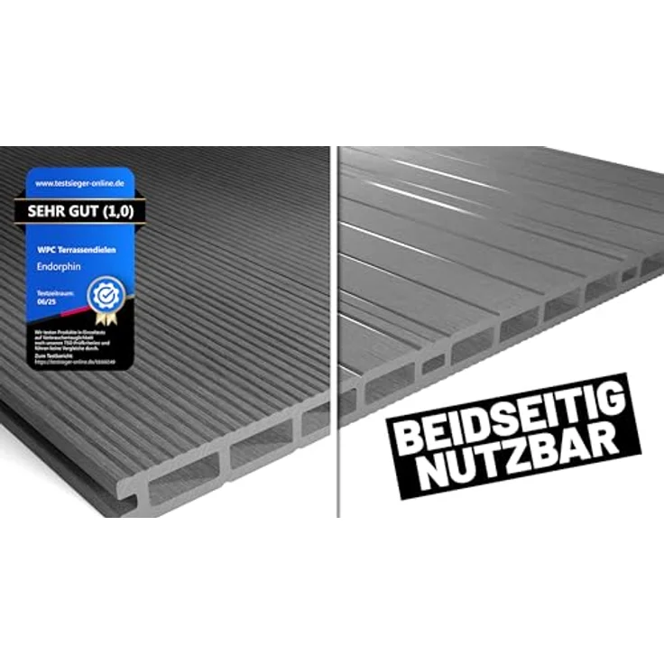 Endorphin Terrassendielen ® WPC Komplettset 20m², hellgrau, witterungsbeständig, rutschfest, pflegeleicht – Bild 3