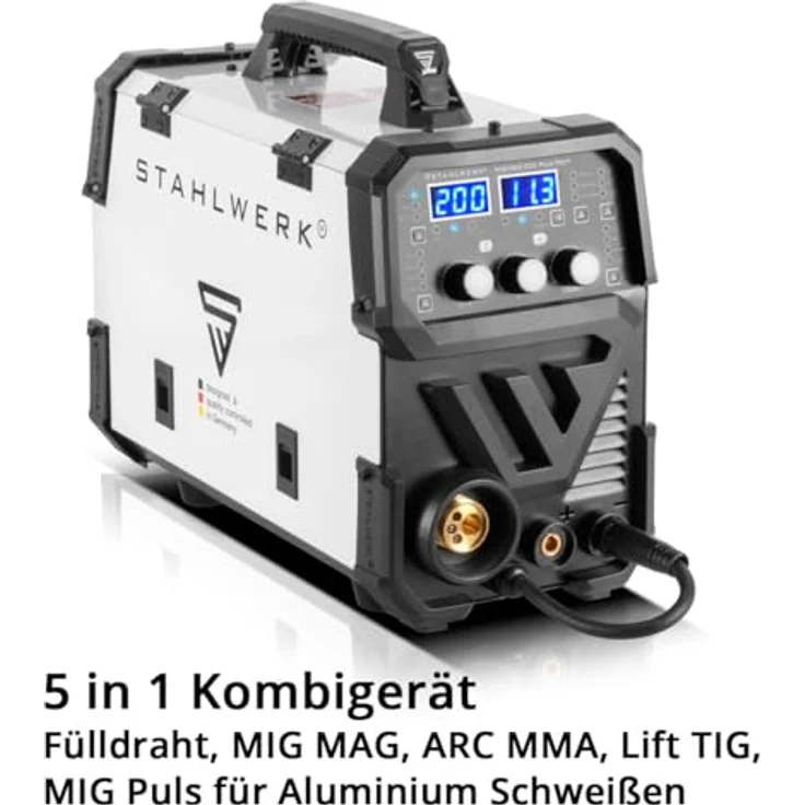 STAHLWERK Schweißgerät MIG MAG 200 Spot Puls Pro, Vollsynergischer IGBT Inverter, 5 in 1 Kombigerät mit Spotfunktion und 200 Ampere, Alu | Fülldraht | MIG MAG | ARC MMA | Lift TIG | Puls – Bild 2