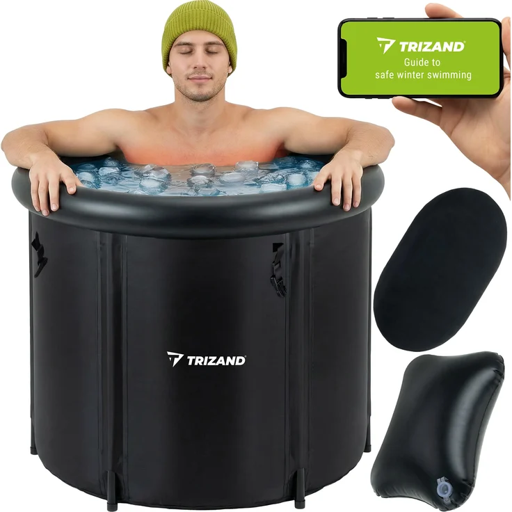 TRIZAND Eistonne Kältebad 320L faltbar – tragbares Ice Bath mit Thermodeckel & umfangreichem Zubehör für Regeneration