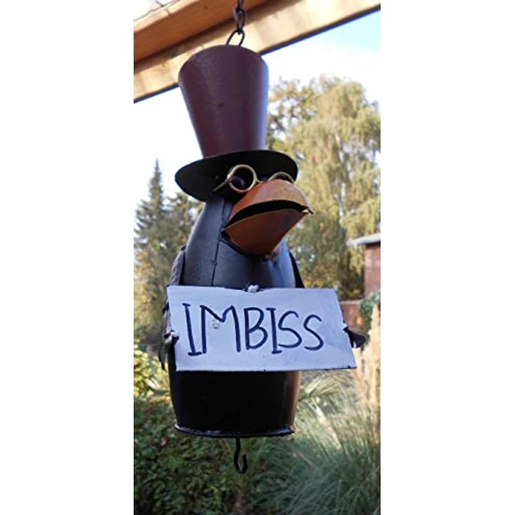 Deko-Impression Vogel-Futterstelle Meisenknödelhänger Vogelimbiss Rabe Metall – Bild 3