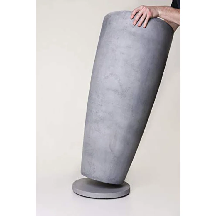 VIVANNO Untersetzer mit Rollen Pflanzenroller rund Kunststein Movo Grau - 4 x 36 cm – Bild 4