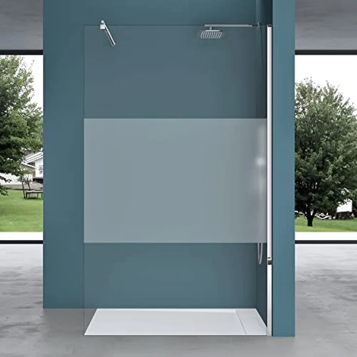 Mai & Mai Duschwand Bremen1, Duschabtrennung 140x200cm, ESG-Sicherheitsglas 8mm, NANO-Beschichtung, Milchglas Streifen – Bild 2