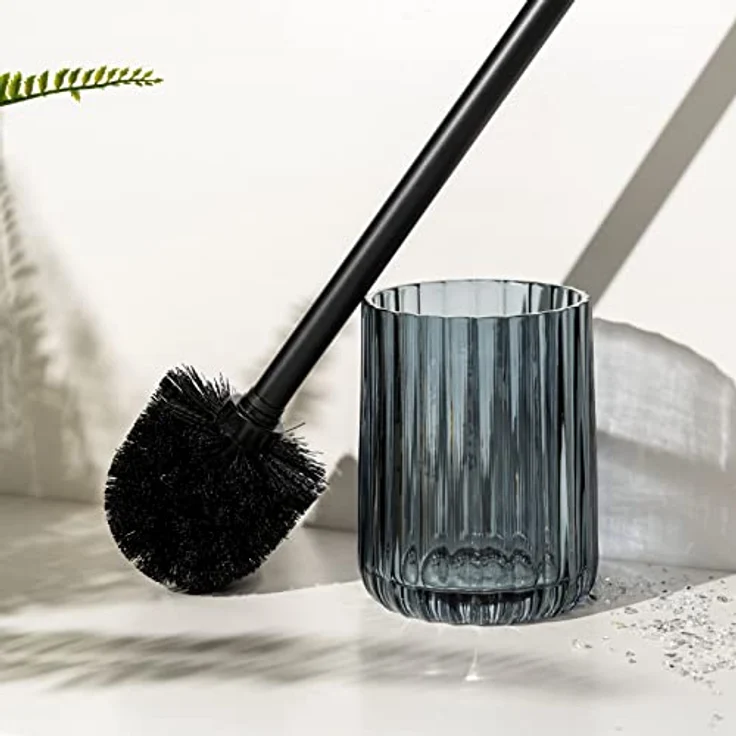 bremermann WC-Garnitur, WC-Bürstenhalter, Toilettenbürstenhalter, Glas, grau – Bild 2