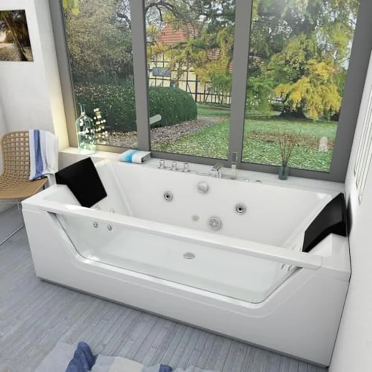 AcquaVapore Whirlpool W83R-C, 180x90x55cm, mit Reinigungsfunktion, 2-Personen, Acryl, 1100W Pumpen, Radio und Lichttherapie – Bild 3