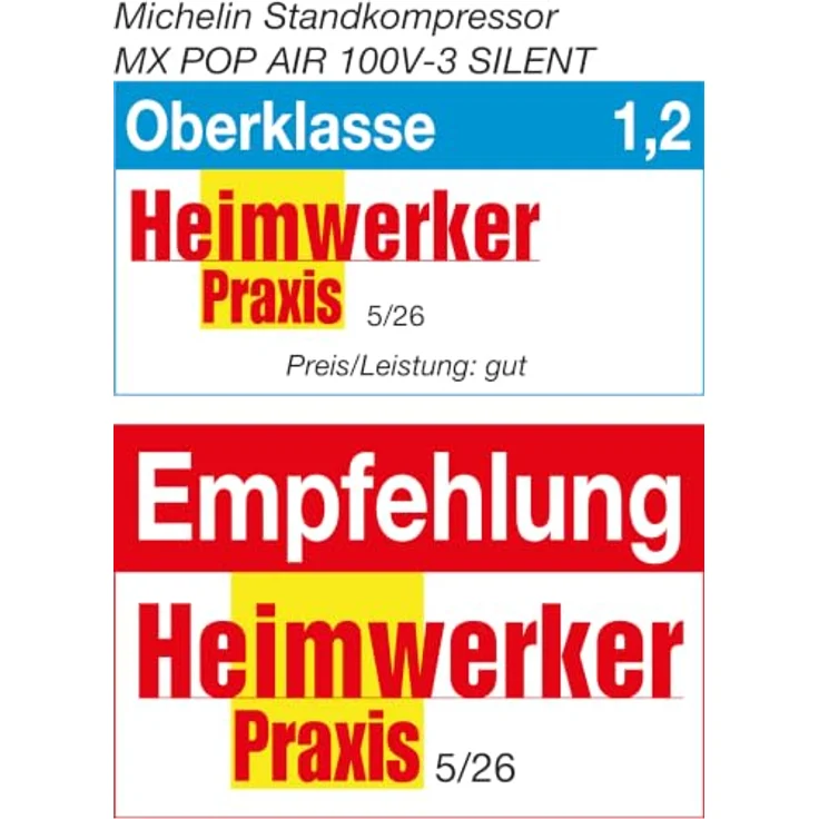 MICHELIN MX POP AIR 100V-3,0 SILENT, Kompressor 100 Liter, ölfrei, 3 PS, vertikal, 9 bar, 363 l/min, geräuscharm – Bild 3