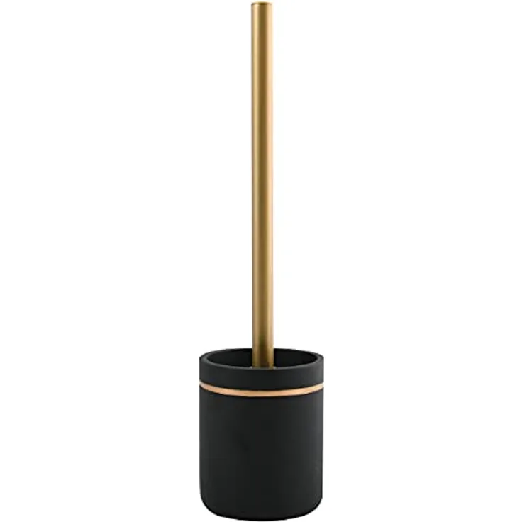 Spirella Bly WC Bürste Toilettenbürste Klobürste WC Garnitur aus Polyresin matt Schwarz Gold