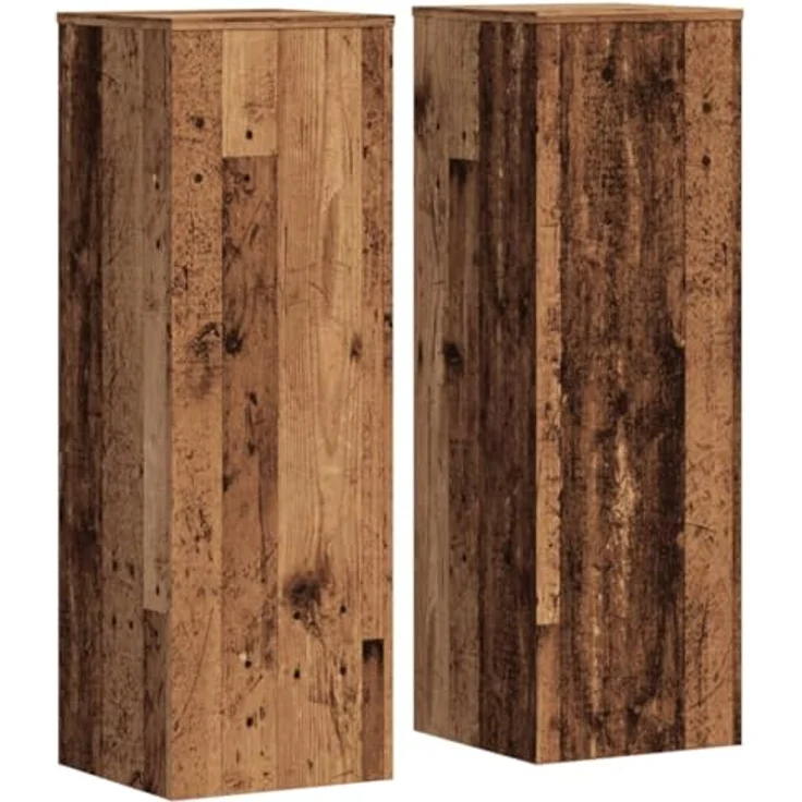 vidaXL Blumenständer Pflanzenständer 2 Stk Altholz-Optik 33x33x100 cm - Stabile Oberplatte & Zeitloses Design – Bild 1