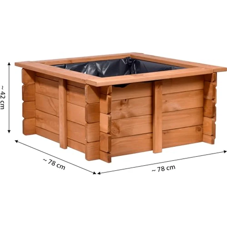 dobar 29236FSCe Hochteich Square, Gartenteich aus wetterfestem Holz, 78 x 78 x 42 cm, inkl. Teichfolie, braun – Bild 2