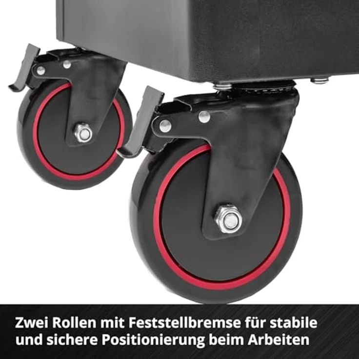 Einhell Werkstattwagen 149-tlg., inkl. 70 Bits, 11 Ringgabelschlüssel und Zangen, kugelgelagerte Schubladen, abschließbar, mobil – Bild 11
