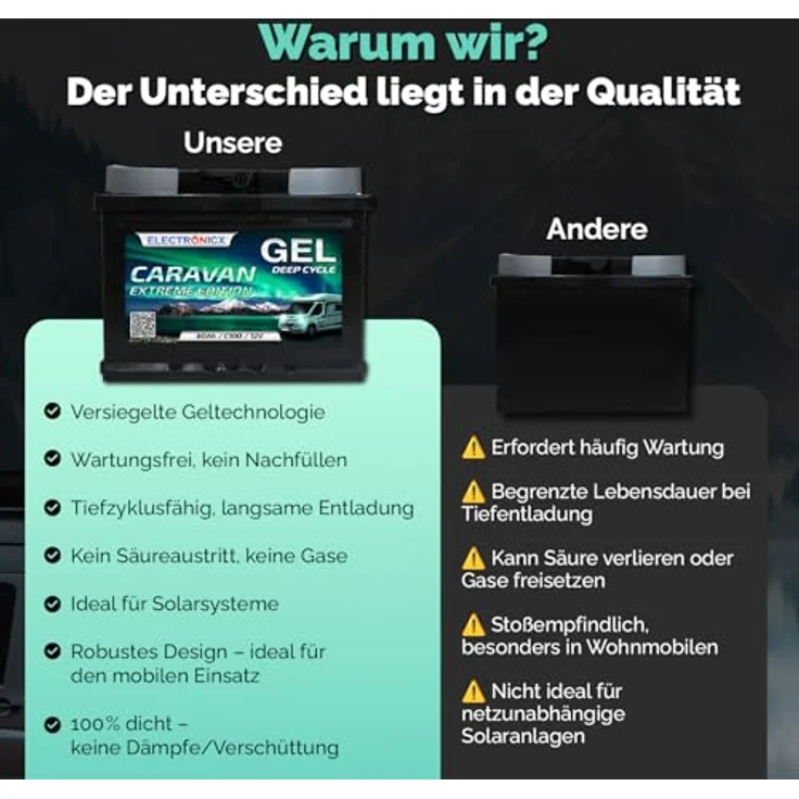 Electronicx Caravan EXTREME Edition Gel Batterie 80 AH 12V, wartungsfrei und auslaufsicher für Wohnmobil und Boot – Bild 7
