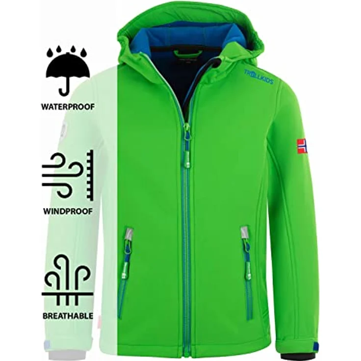 TROLLKIDS Softshelljacke Kids Trollfjord Jacket, winddicht, wasserabweisend, atmungsaktiv, in Kontrastfarbe – Bild 4