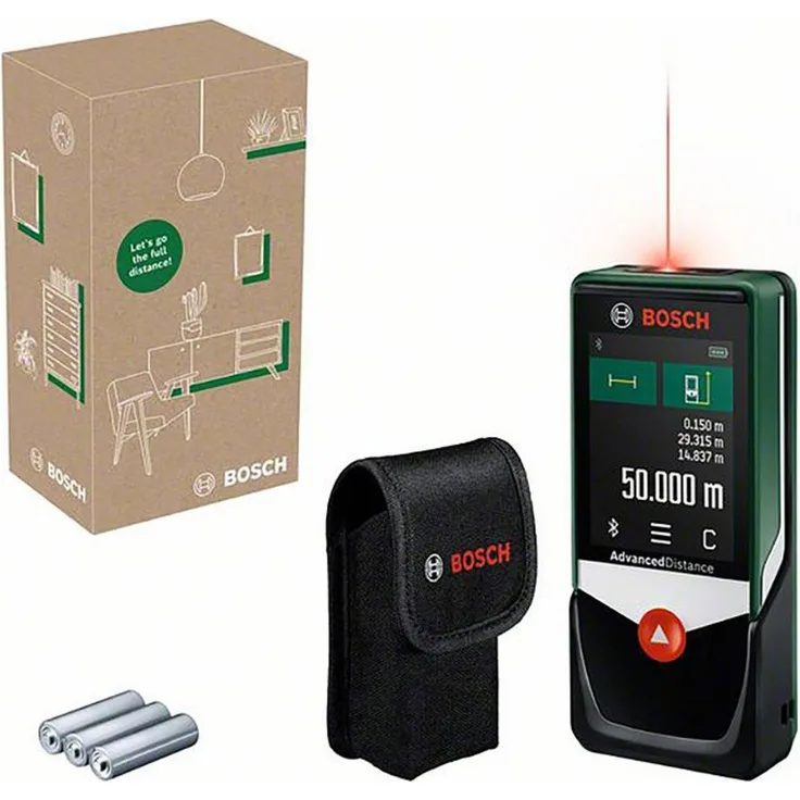 Bosch Home & Garden Entfernungsmesser Digitaler Laser-EntfernungsmessereCommerce-Karton, Bluetooth, Touchscreen, AdvancedDistance 50C, bis zu 50 m, Color Display, Bluetooth-Konnektivität