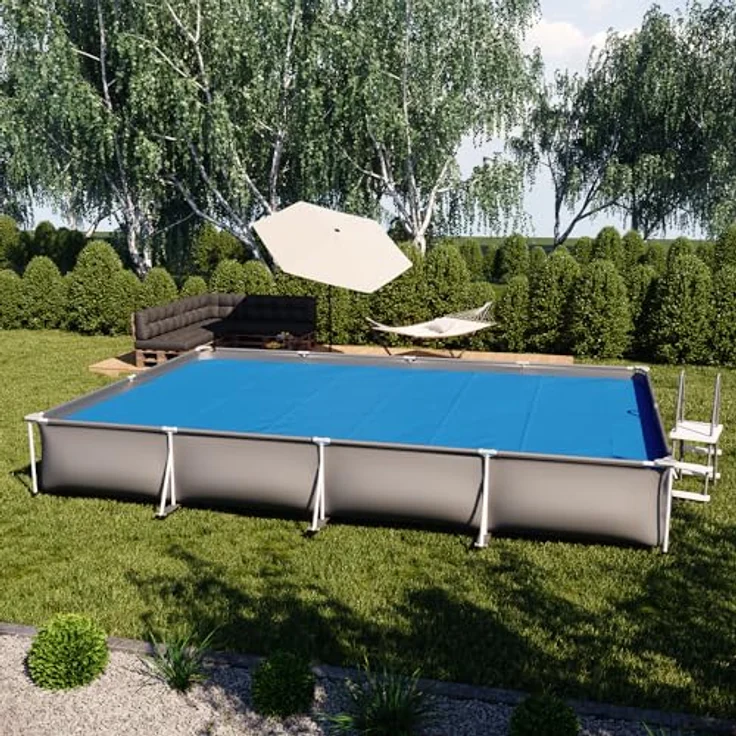 OK-Living Solarfolie, Rechteckig, Blau, 600x400 cm, Witterungsbeständige Poolabdeckung aus Polypropylen – Bild 4