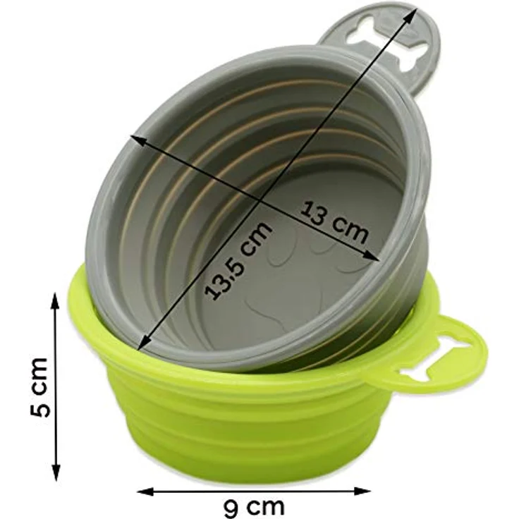ZOLLNER24 2er Set Futternapf aus Silikon, faltbar, 13x13x5,5 cm, grün und grau – Bild 3