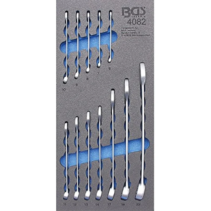 BGS 4082 | Werkstattwageneinlage 1-3: Maul-Ringschlüssel-Satz | 12-tlg. | SW 6 - 22 mm | Gabelringschlüssel – Bild 2