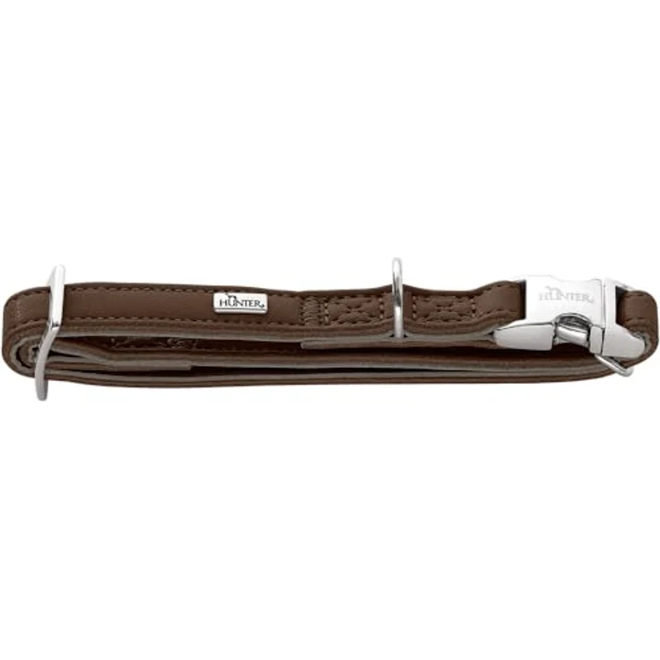HUNTER Hundehalsung Amalfi ALU-Strong, stufenlos verstellbar, Farbe: Schokobraun, vegan, Kunstleder in Nappa-Optik, Made in Germany, Größe 30-45/M – Bild 1