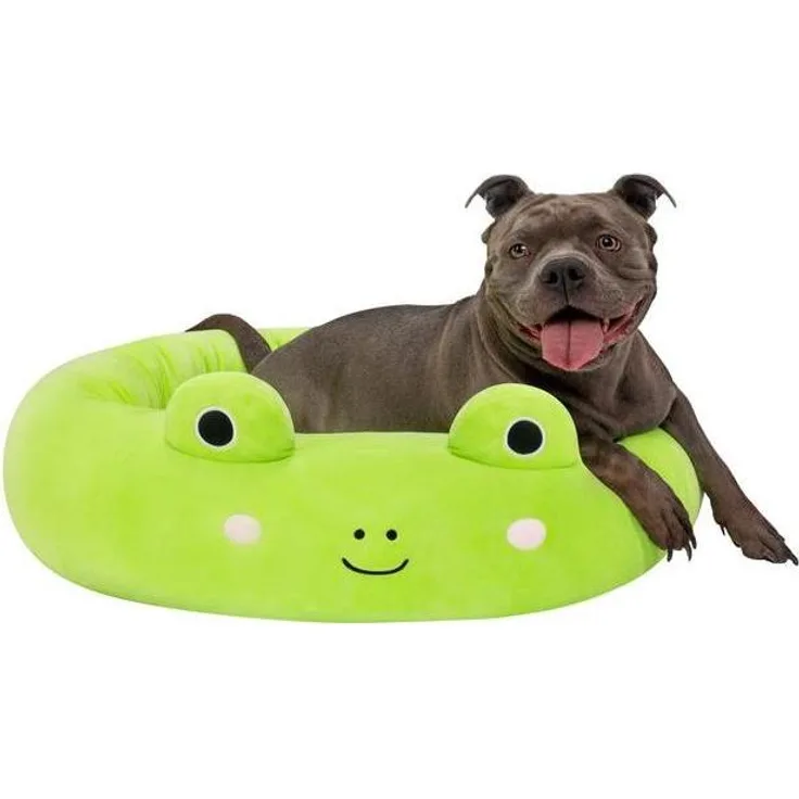 GCS SQUISHMALLOWS Pet Bed Wendy The Frog, 75 cm, rundes Hundebett + Katzenbett mit gepolsterten Nackenrollen und Squishy-Beschichtung