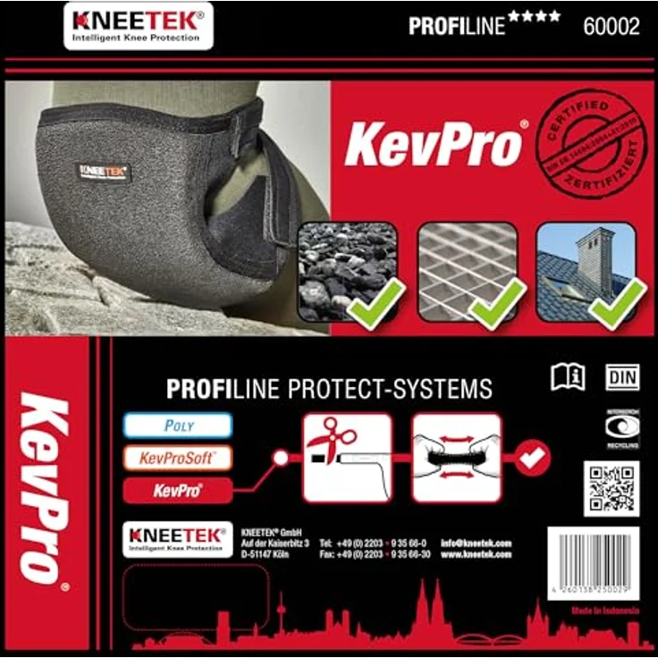 KNEETEK Knieschoner Kevlar kurzzeitig bis 1300 Grad hitzebeständig, 1 Stück, 60002 – Bild 3
