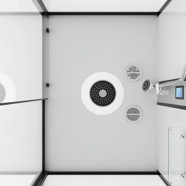 Sanotechnik Komplettdusche BOSTON, BxT: 120x90 cm, Einscheibensicherheitsglas, mit integriertem Bluetooht, Radio und LED-Beleuchtung – Bild 4