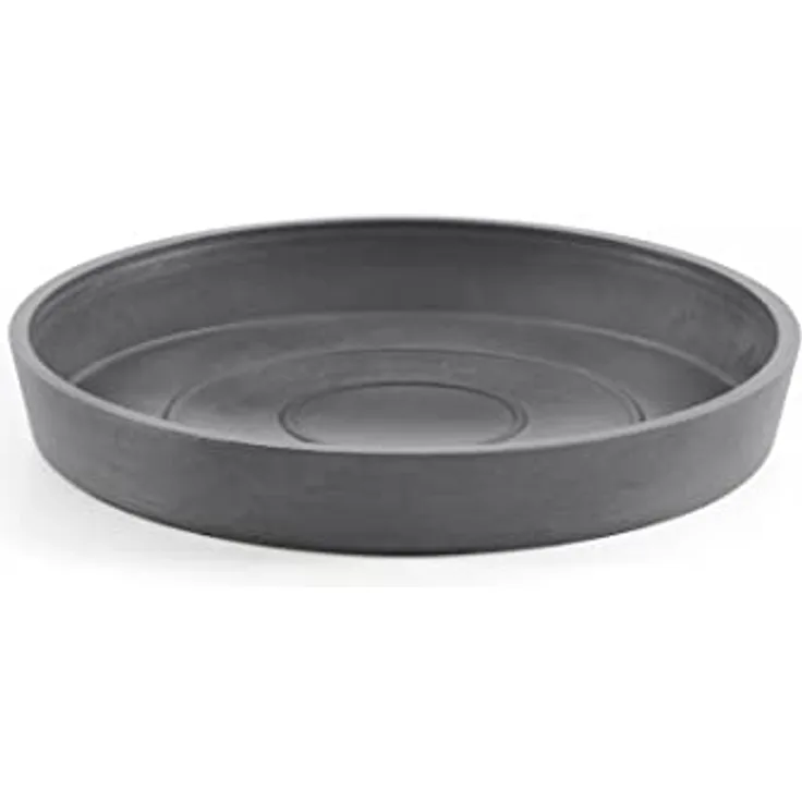 Ecopots Amsterdam Blumentopf-Untersetzer, Ø 15 cm, Höhe 2,5 cm, Kunststoff, grau, für runde Blumenkübel