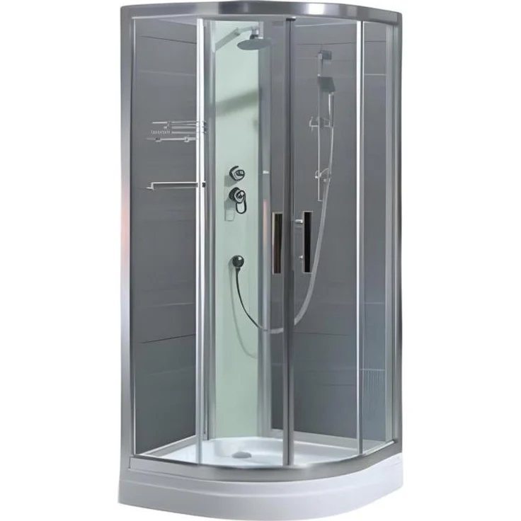 AEA Kompaktdusche Luxus Duschkabine 120x120 cm, Wellnessdusche mit Regendusche und Ablageflächen