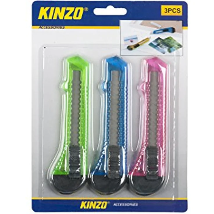 Kinzo Cutter-Set, 3 Stück, einfache Handhabung, grün/silber/blau