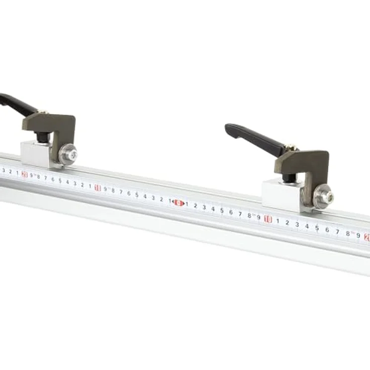 SCHMIDT systemprofile Längenanschlag D 2m, Aluminium-Profil mit Maßband Mitte 1m-1m, eloxierte Oberfläche, 2x Ablängklappe – Bild 2