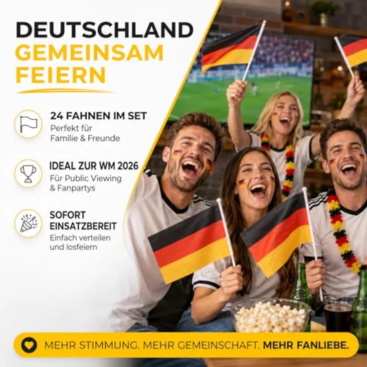 TK Gruppe Timo Klingler 24x Handfahne 40 cm, Deutschland Flagge in Schwarz-Rot-Gelb, ideal für Fußballpartys und Dekoration für WM 2026 – Bild 4