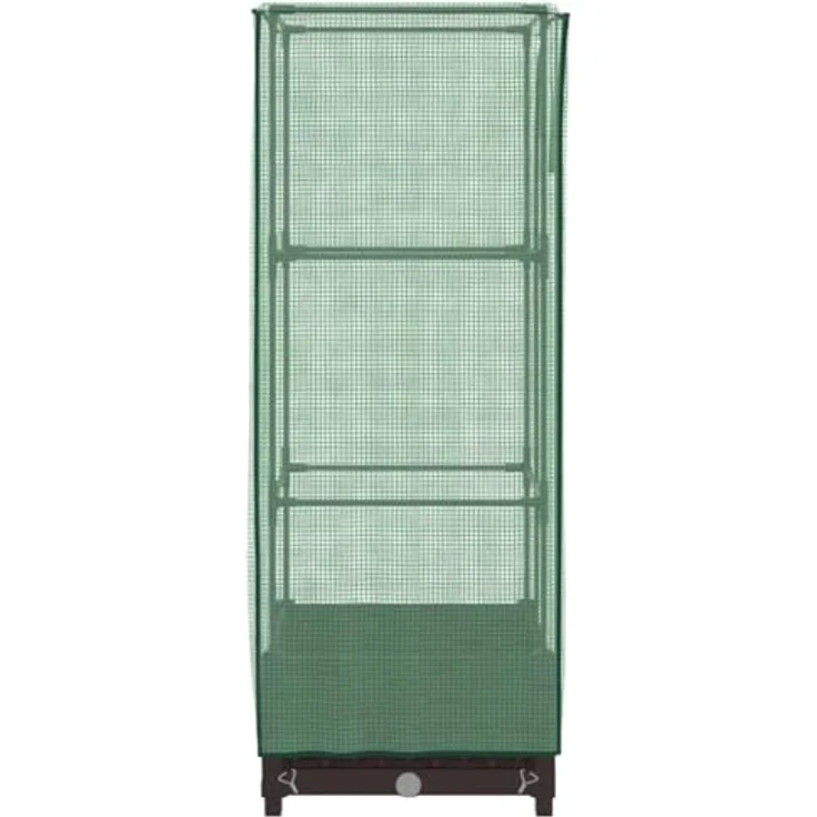 vidaXL Hochbeet mit Gewächshaus-Aufsatz, Rattan-Optik, stabiler Eisenrohr-Rahmen, wasserfeste Abdeckung, braun, 40x40x123 cm – Bild 5