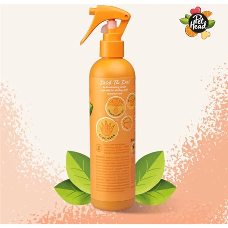 Pet Head Ditch The Dirt Tiershampoo Spray, geruchsneutralisierendes Spray mit Aktivkohle, 300 ml, orange – Bild 2