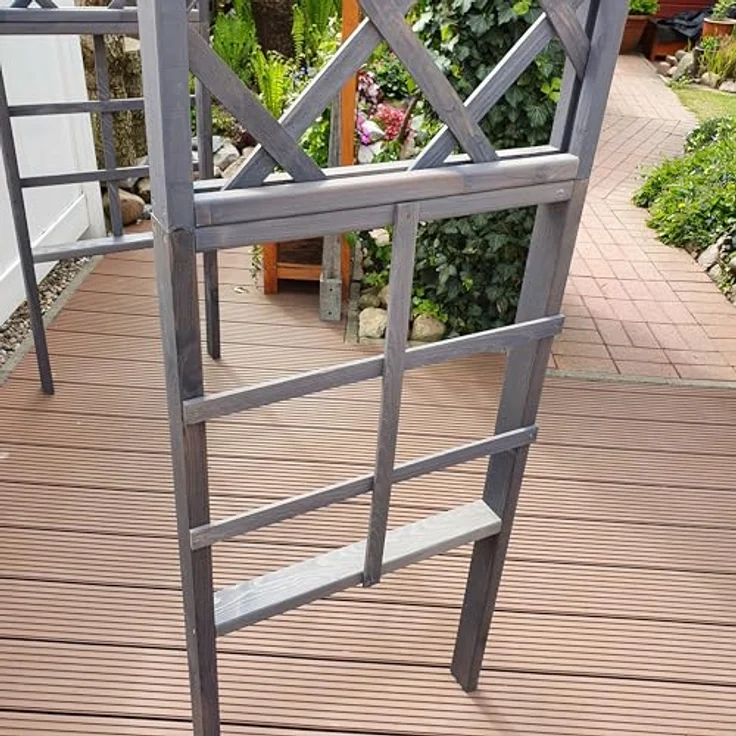 Promadino Pergola 'Ben', graue Rankhilfe aus FSC®-zertifiziertem Kiefernholz, 200 x 210 x 60 cm, einfach montierbar, stabil und nachhaltig – Bild 3