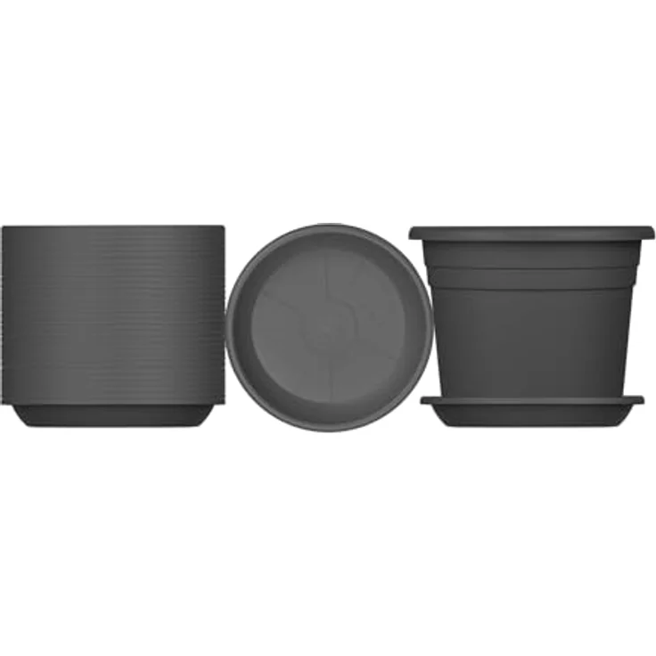 BigDean 3X Blumentopf Untersetzer Ø 19 cm Anthrazit Kunststoff Blumenuntersetzer - Passend zu Ø 20 cm Blumentöpfen – Bild 4